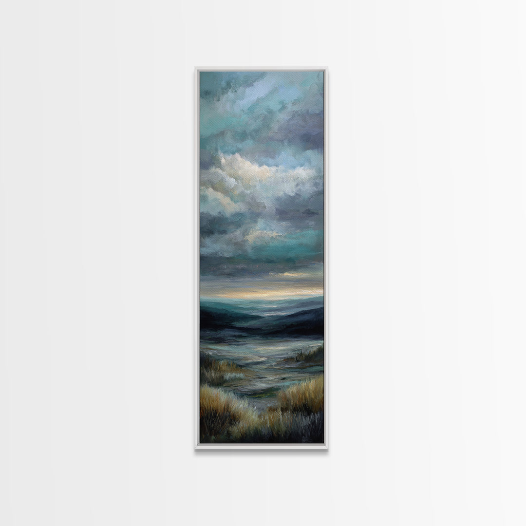 Modern Landscape with Expansive Calm Sky Framed Canvas Print, Living Room Art, Oil Painting, Living Room Decor, Living, LIR-1x3-15