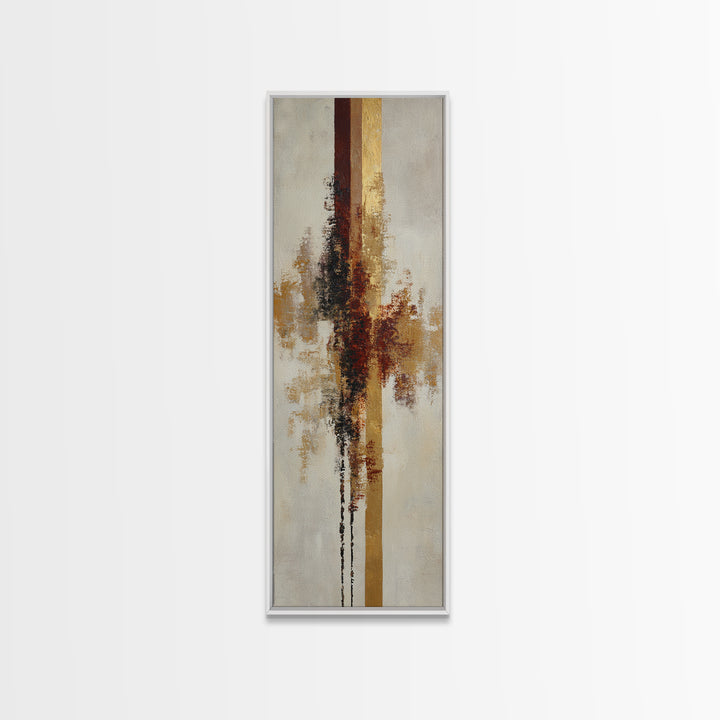 Gold Accented Abstract Brushwork Framed Canvas Print, Living Room Art, Fine Art Print, Living Room Decor, Abstract Art, Living, LIR-1x3-50