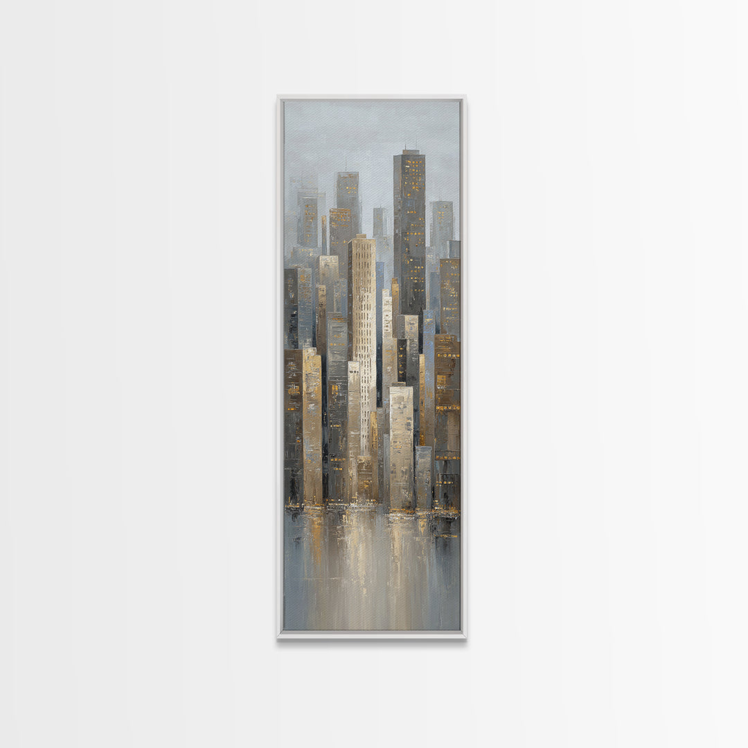 Modern City Skyline Framed Canvas Print, Living Room Art, 3 Piece Wall Art, Living Room Decor, Abstract Art, Living, LIR-1x3-58