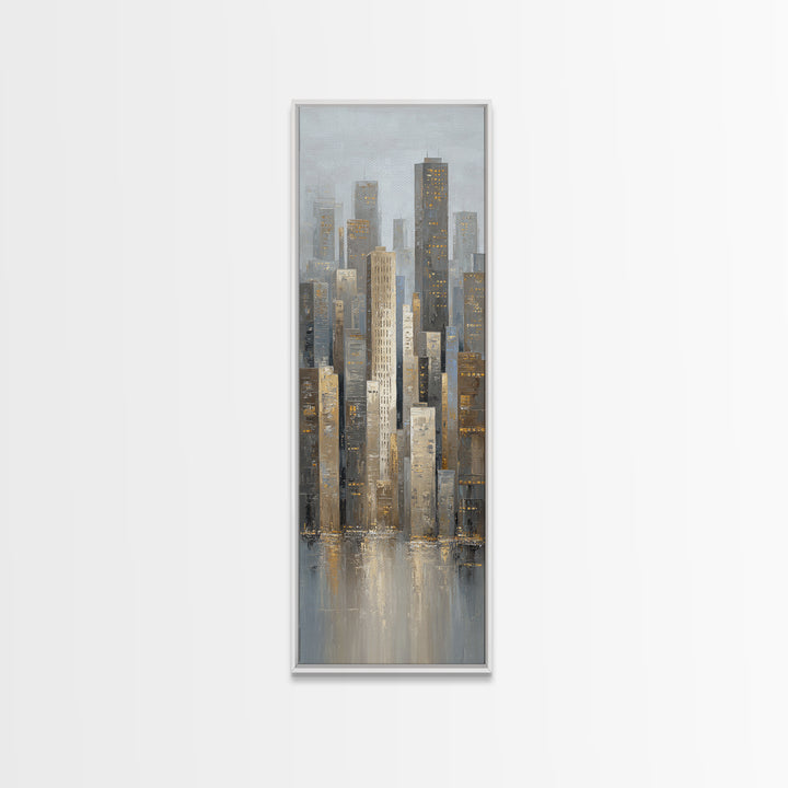 Modern City Skyline Framed Canvas Print, Living Room Art, 3 Piece Wall Art, Living Room Decor, Abstract Art, Living, LIR-1x3-58