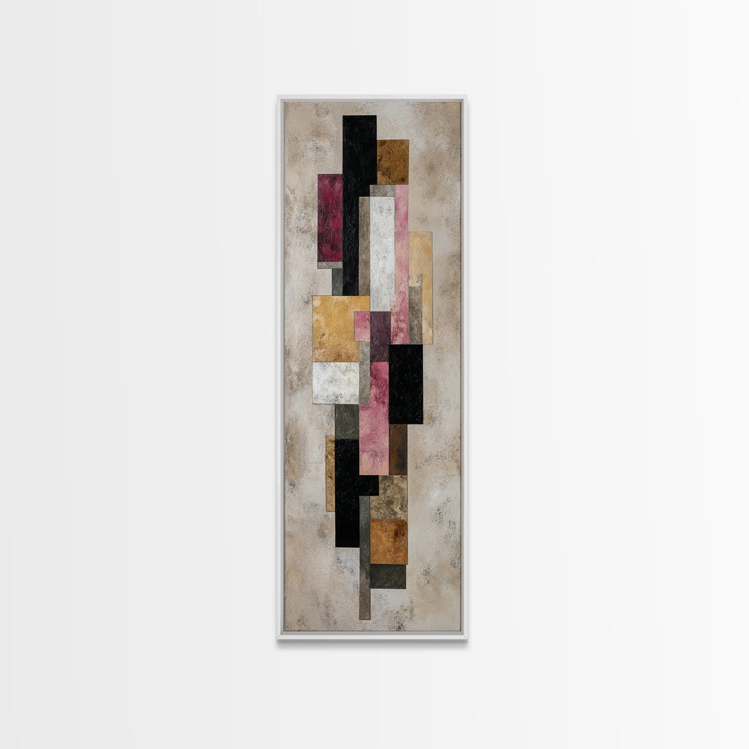 Mid Century Geometric Artwork Canvas Print, Living Room Art, Pet Portraits, Living Room Decor, Abstract Art, Living, LIR-1x3-68