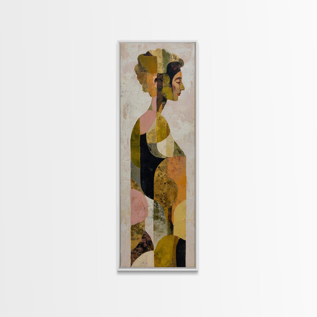 Gold Accented Abstract Brushwork Framed Canvas Print, Living Room Art, Fine Art Print, Living Room Decor, Abstract Art, Living, LIR-1x3-74