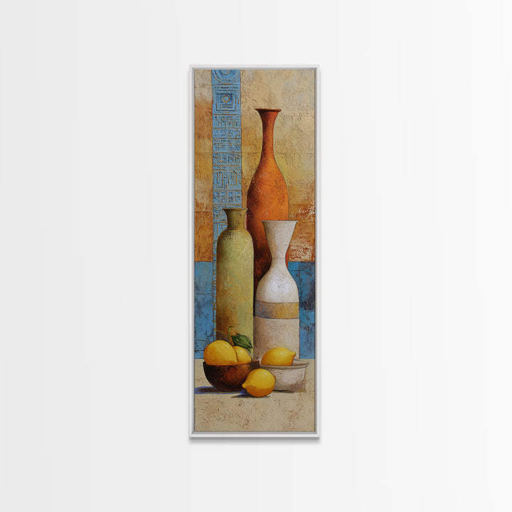 Warm Mediterranean Lemon Still Life Canvas Print, Living Room Art, Statement Artwork, Living Room Decor, Fine Art, Living, LIR-1x3-78