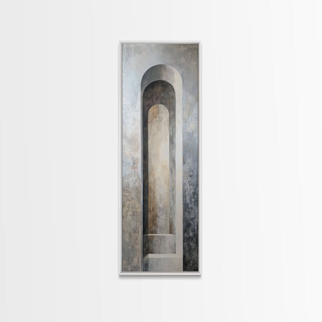 Black and White Architectural Arch Composition Framed Canvas Print, Living Room Art, Boho Decor, Living Room Decor, LIR-1x3-91
