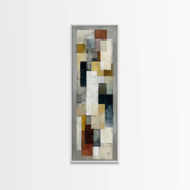Mid Century Geometric Artwork Framed Canvas Print, Living Room Art, Oversized Wall Art, Living Room Decor, Abstract Art, Living, LIR-1x3-92