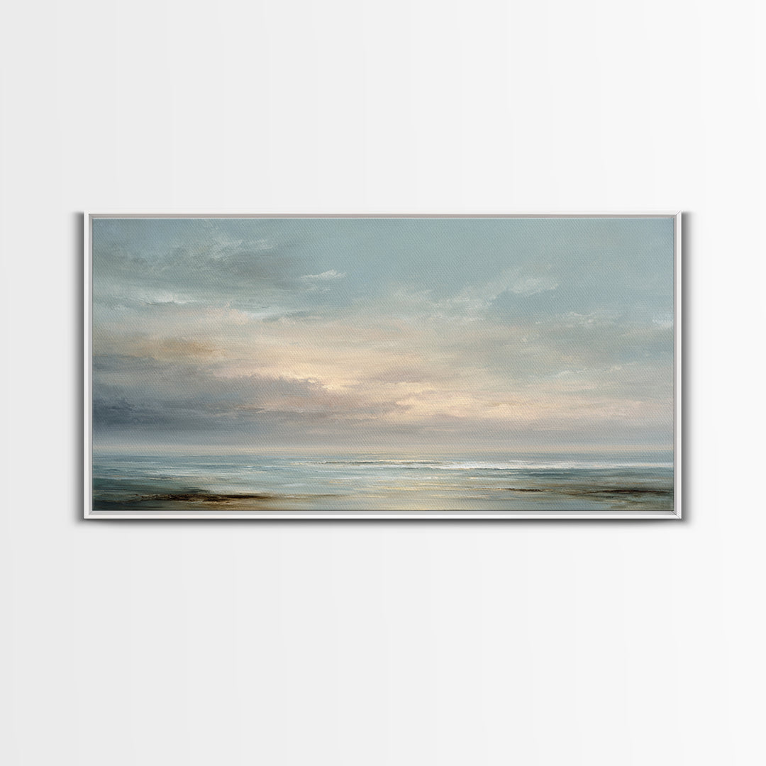 Large Cloudscape with Gentle Movement Framed Canvas Print, Living Room Art, Living Room Decor, Watercolor Art, Living, LIR-2x1-15