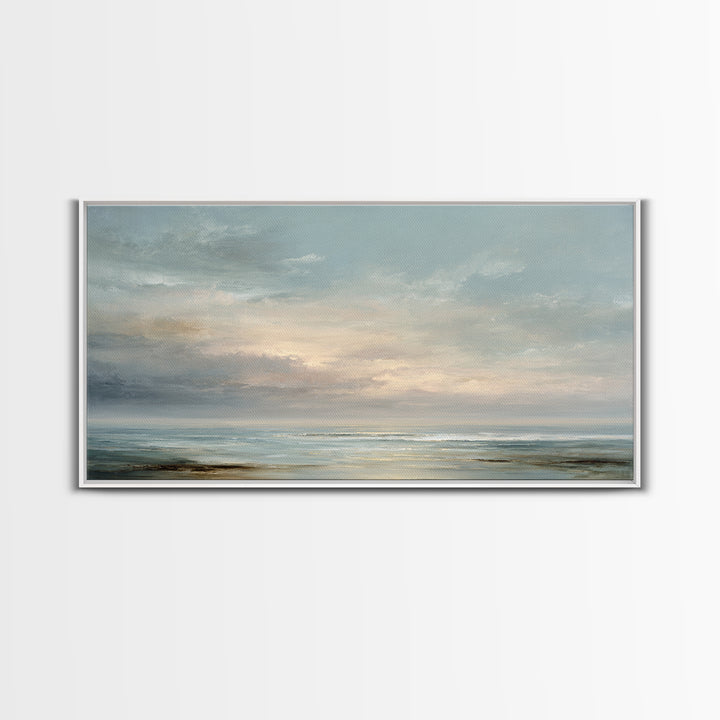Large Cloudscape with Gentle Movement Framed Canvas Print, Living Room Art, Living Room Decor, Watercolor Art, Living, LIR-2x1-15