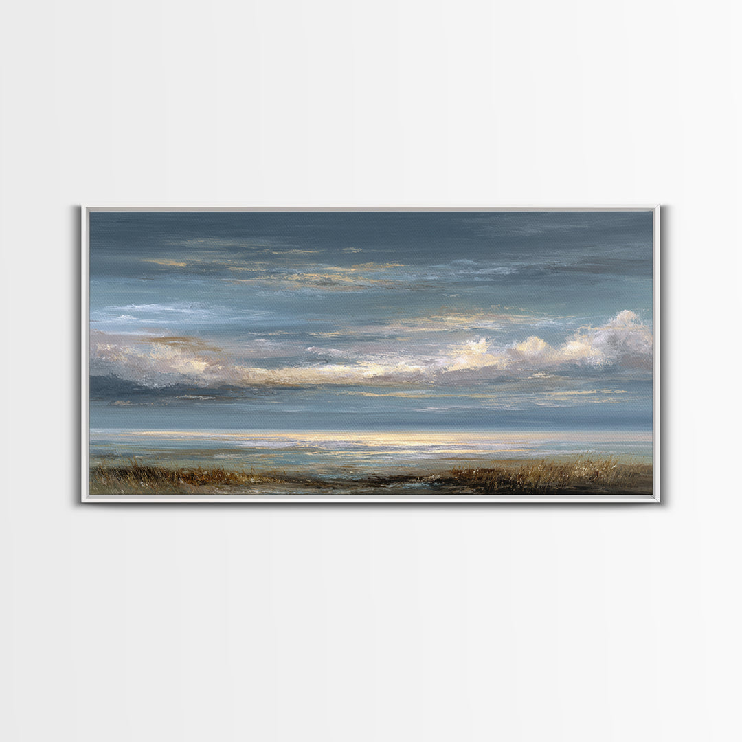 Large Cloudscape with Gentle Movement Canvas Print, Living Room Art, Home, Living Room Decor, Oil Painting, Living, LIR-2x1-39