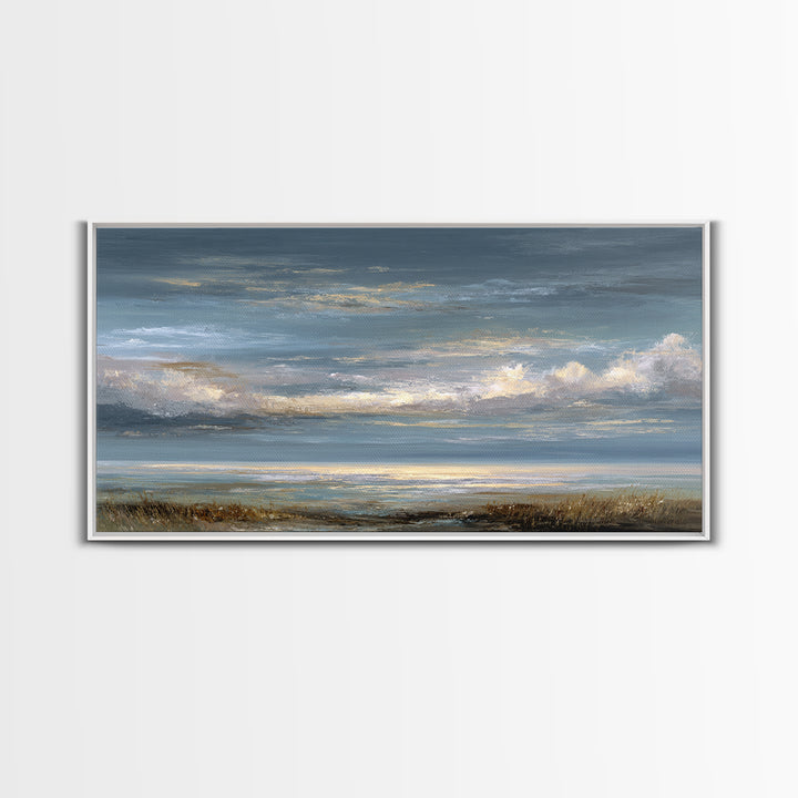 Large Cloudscape with Gentle Movement Canvas Print, Living Room Art, Home, Living Room Decor, Oil Painting, Living, LIR-2x1-39