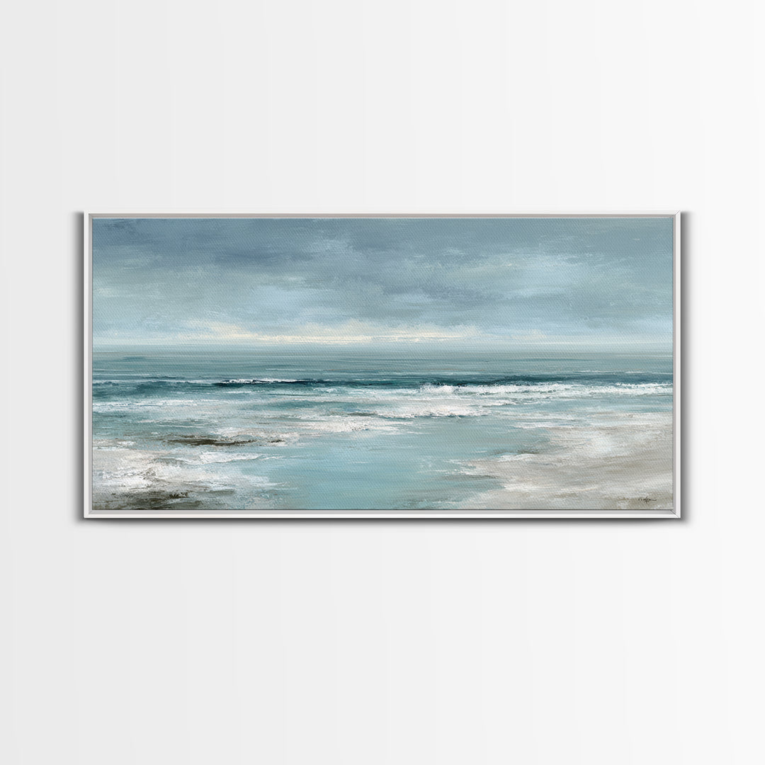 Moody Seascape for Dramatic Focal Point Framed Canvas Print, Living Room Art, Wall Decor, Living Room Decor, Fine Art, Living, LIR-2x1-50