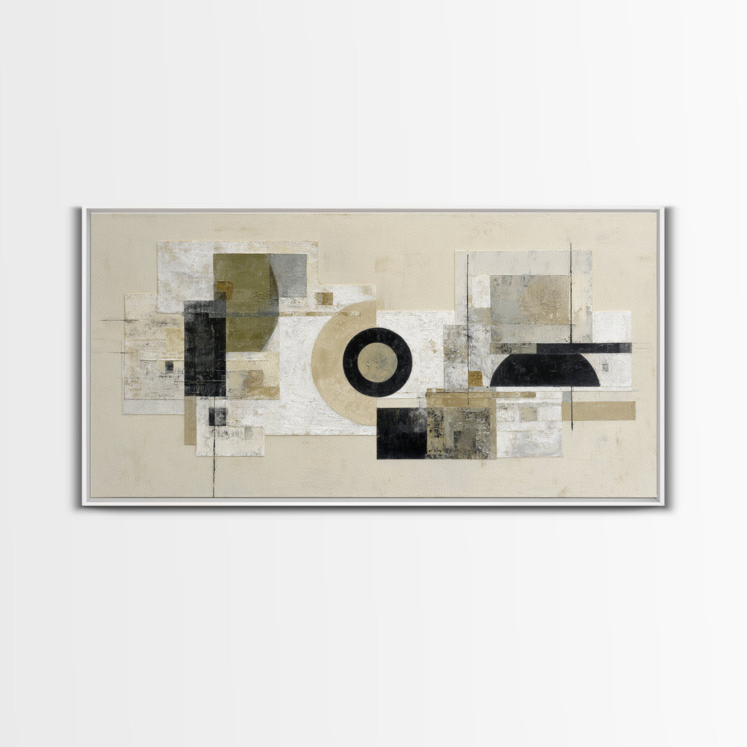 Black and White Architectural Arch Composition Canvas Print, Living Room Art, Abstract Art, Living Room Decor, Living, LIR-2x1-51