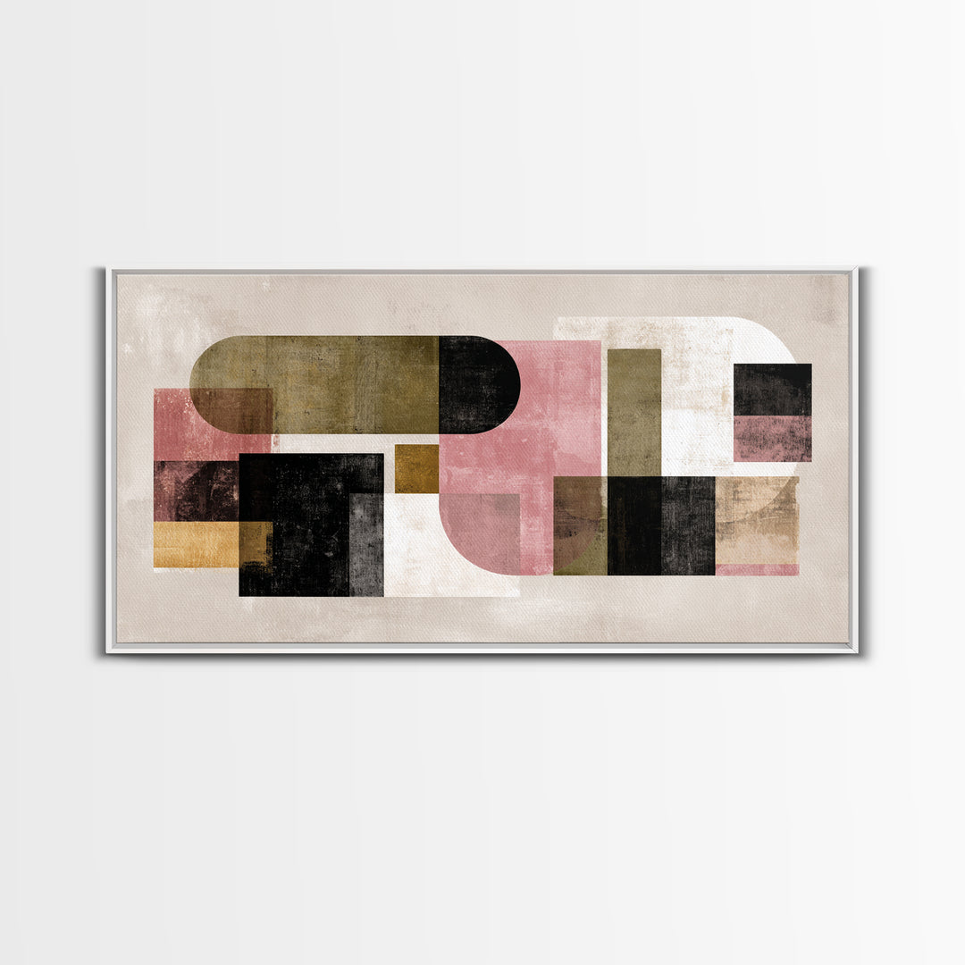 Mid Century Geometric Artwork Canvas Print, Living Room Art, Digital Prints, Living Room Decor, Abstract Art, Living, LIR-2x1-52