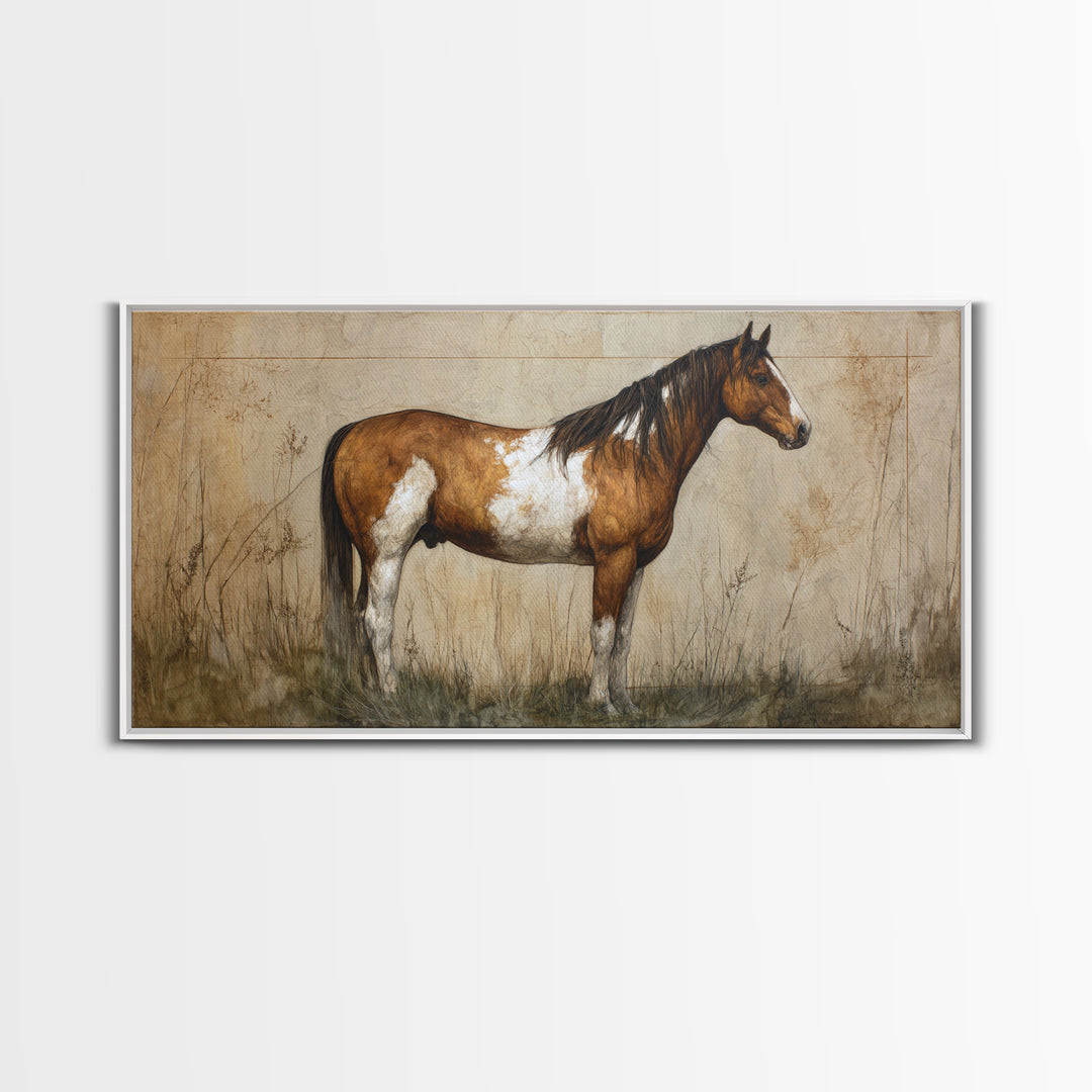 Contemporary Horse Portrait Canvas Print, Living Room Art, Painting, Living Room Decor, Fine Art, Living, Bedroom Decor, LIR-2x1-54