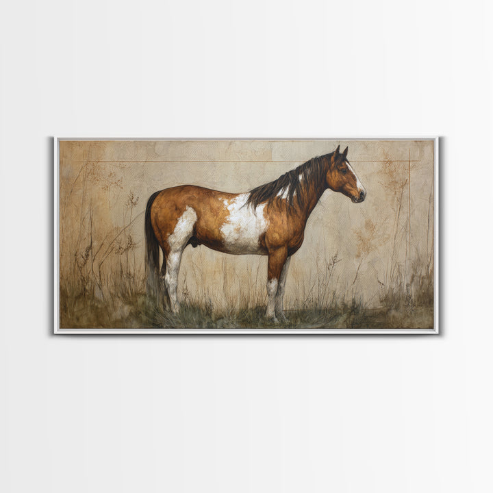 Contemporary Horse Portrait Canvas Print, Living Room Art, Painting, Living Room Decor, Fine Art, Living, Bedroom Decor, LIR-2x1-54