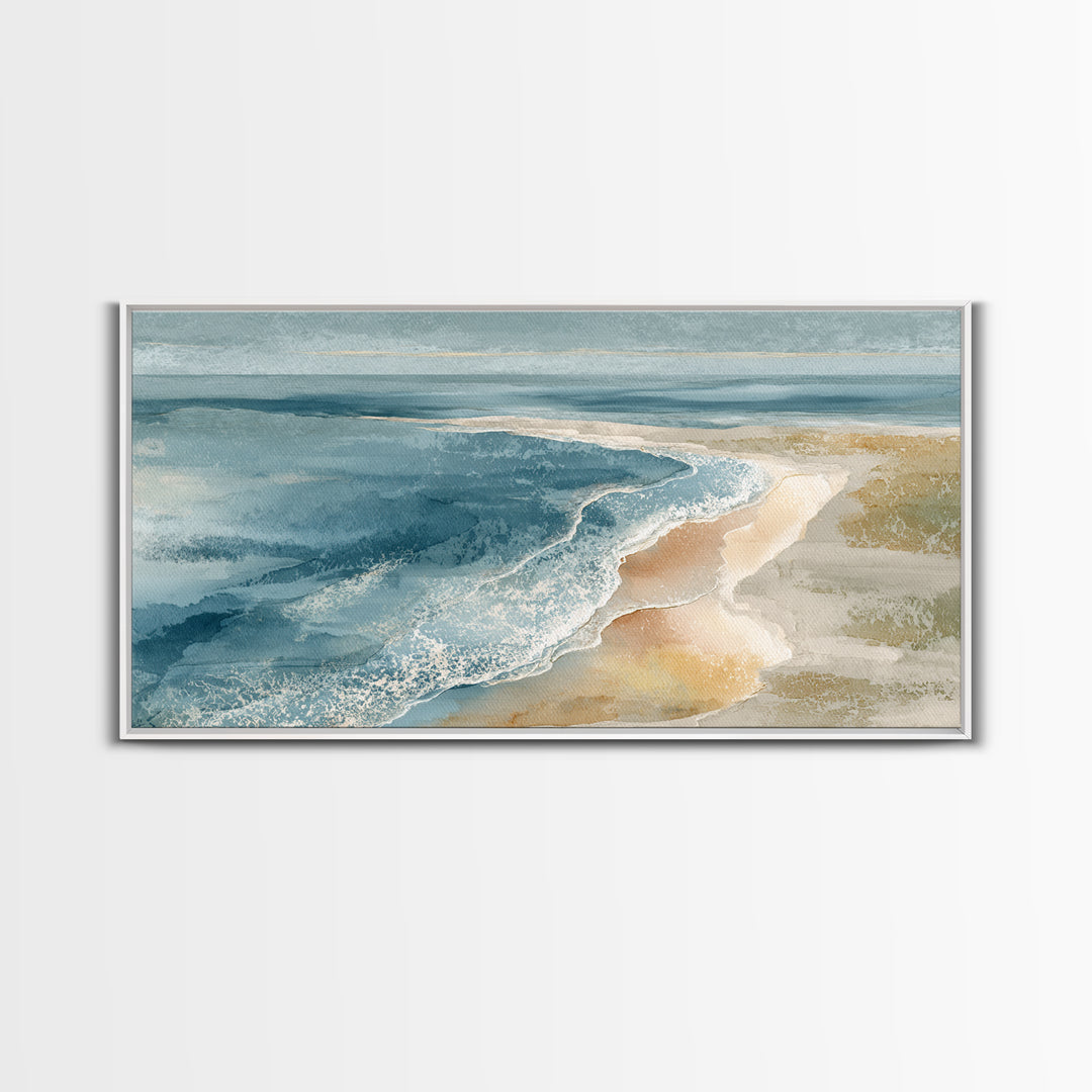 Coastal Aerial Shoreline Framed Canvas Print, Living Room Art, Bedroom Decor, Living Room Decor, Living, Bedroom Wall Art, LIR-2x1-55