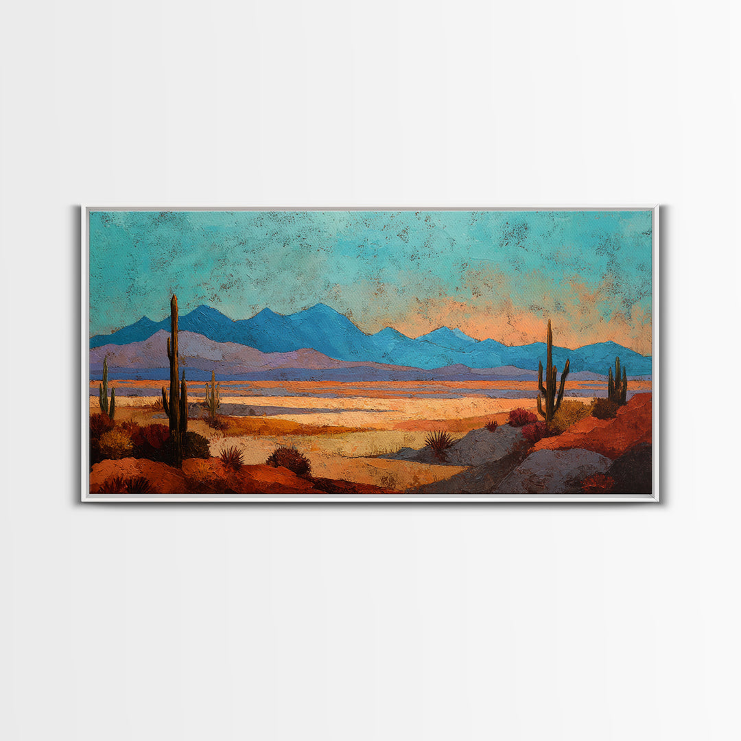 Earthy Desert Landscape Framed Canvas Print, Living Room Art, Living Room Decor, Watercolor Art, Living, New Home Gift, LIR-2x1-56