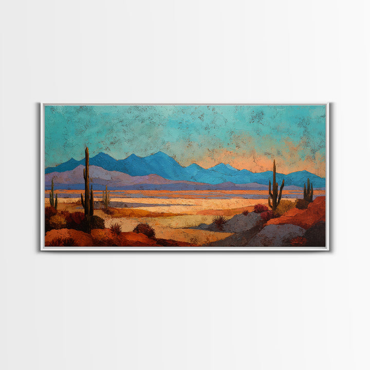 Earthy Desert Landscape Framed Canvas Print, Living Room Art, Living Room Decor, Watercolor Art, Living, New Home Gift, LIR-2x1-56