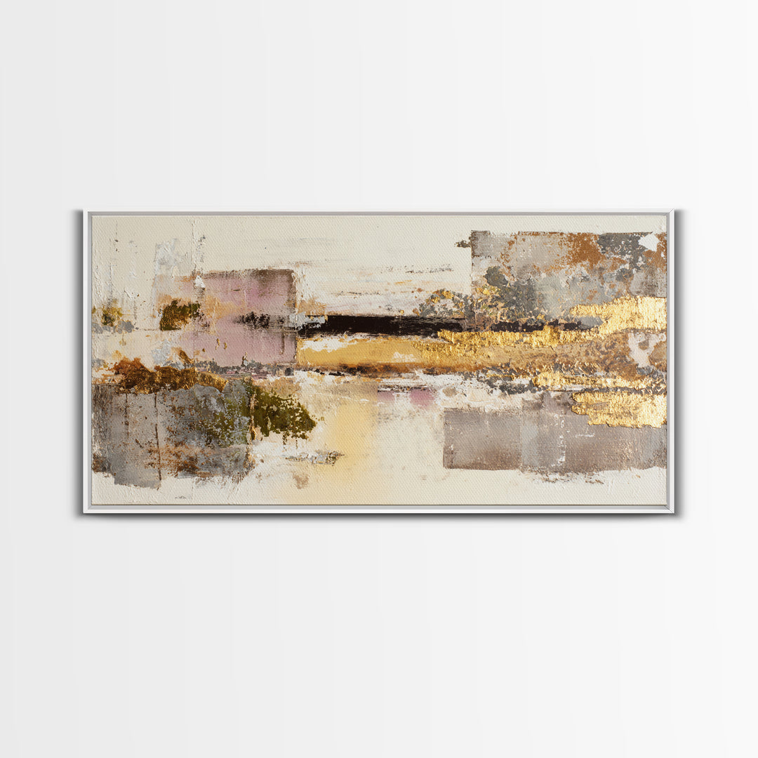 Gold Accented Abstract Brushwork Canvas Print, Living Room Art, Digital Prints, Living Room Decor, Abstract Art, Living, LIR-2x1-58