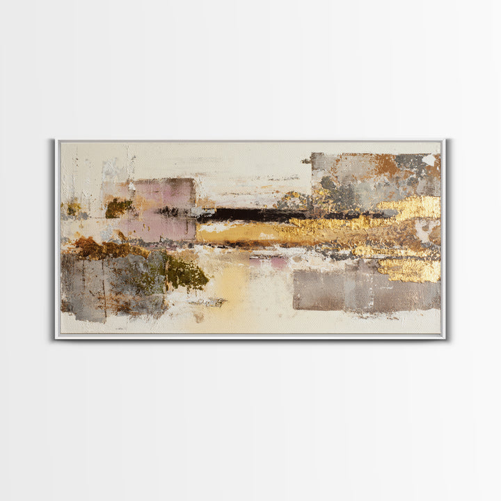 Gold Accented Abstract Brushwork Canvas Print, Living Room Art, Digital Prints, Living Room Decor, Abstract Art, Living, LIR-2x1-58