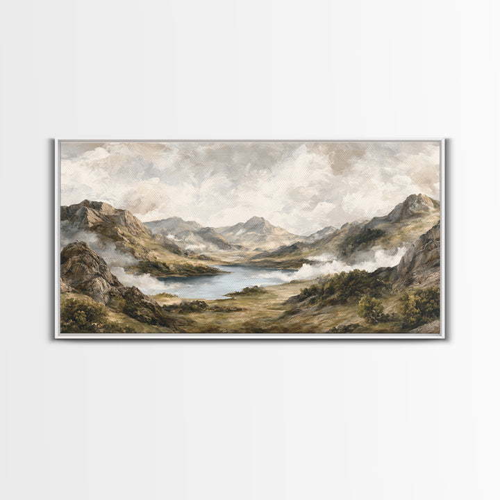 Classic Mountain Panorama for Cozy Interiors Framed Canvas Print, Living Room Art, Home, Living Room Decor, Fine Art, Living, LIR-2x1-60