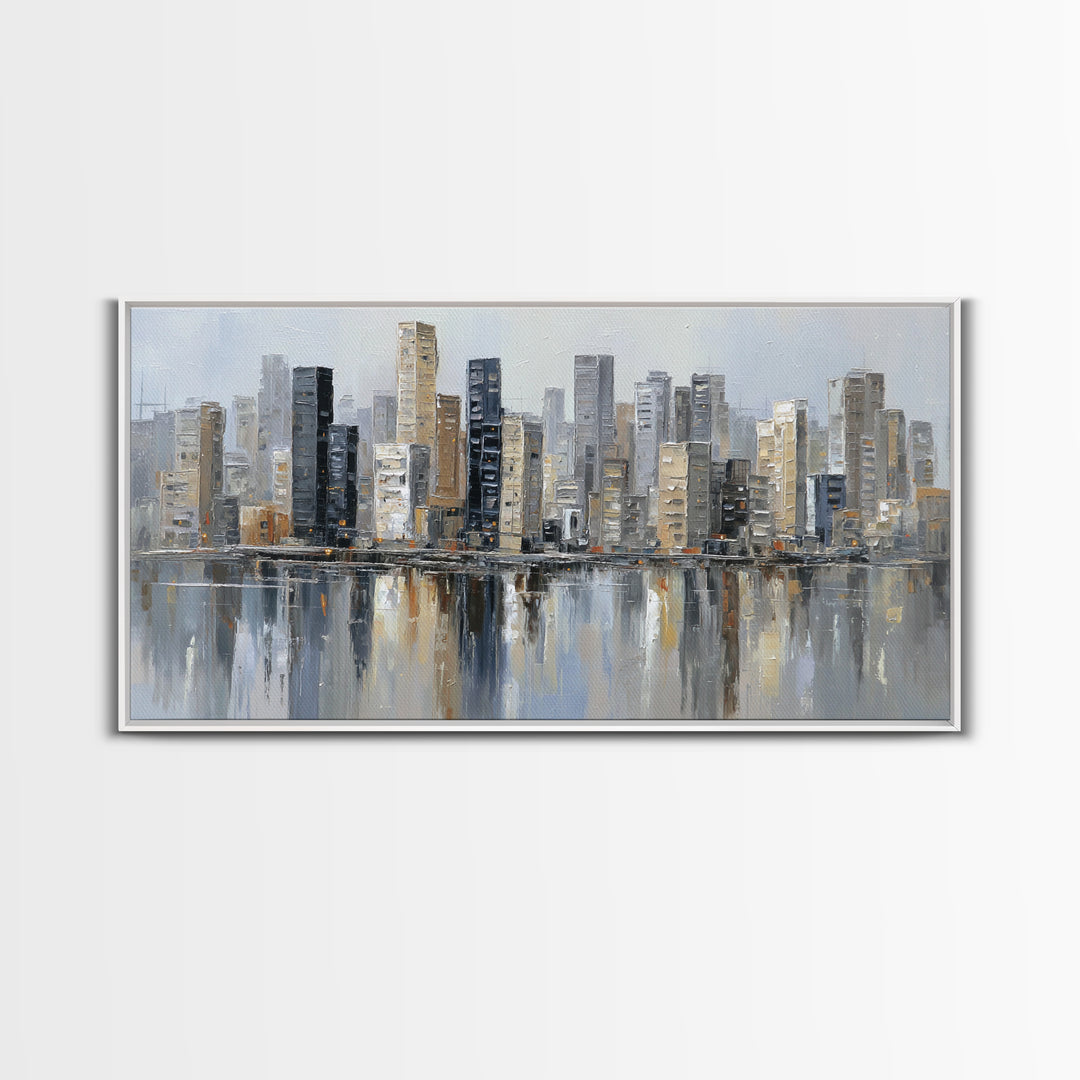 Modern City Skyline Canvas Print, Living Room Art, Home Decor, Living Room Decor, Abstract Art, Living, Large Wall Art, LIR-2x1-66