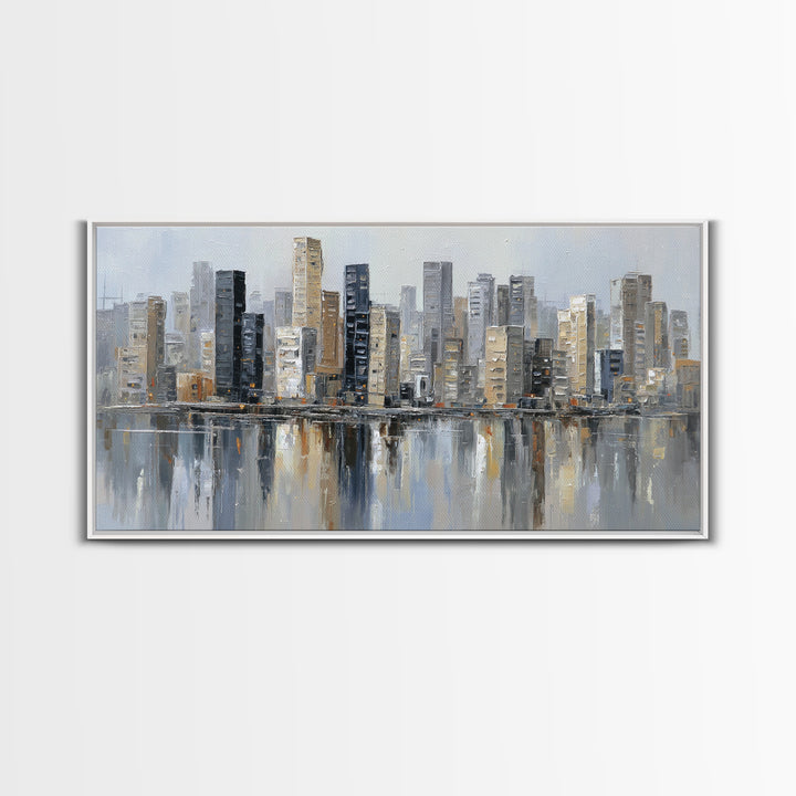 Modern City Skyline Canvas Print, Living Room Art, Home Decor, Living Room Decor, Abstract Art, Living, Large Wall Art, LIR-2x1-66