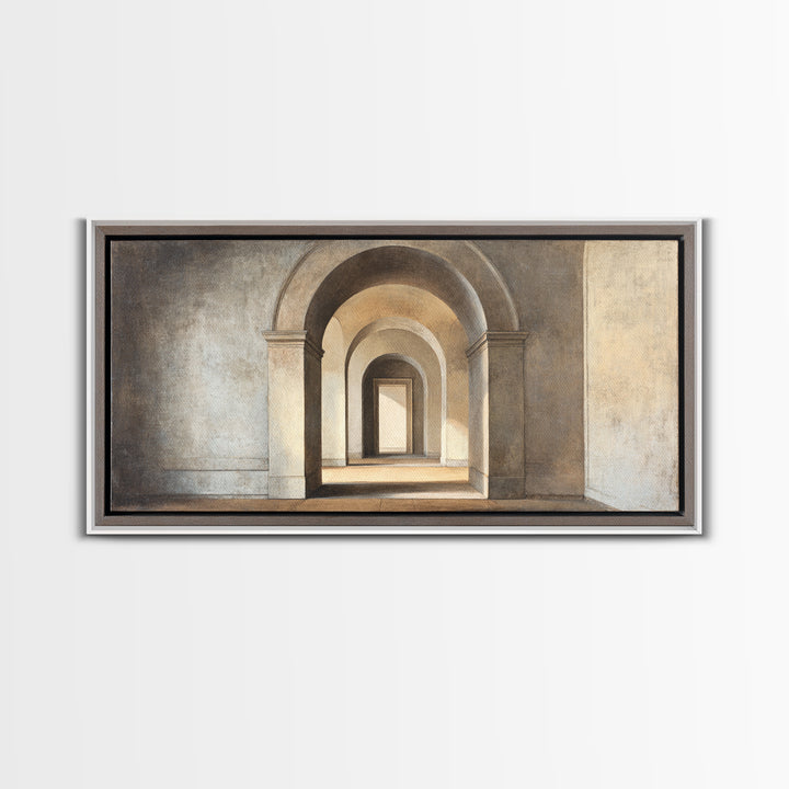 Black and White Architectural Arch Composition Framed Canvas Print, Living Room Art, Room Decor, Living Room Decor, Living, LIR-2x1-75