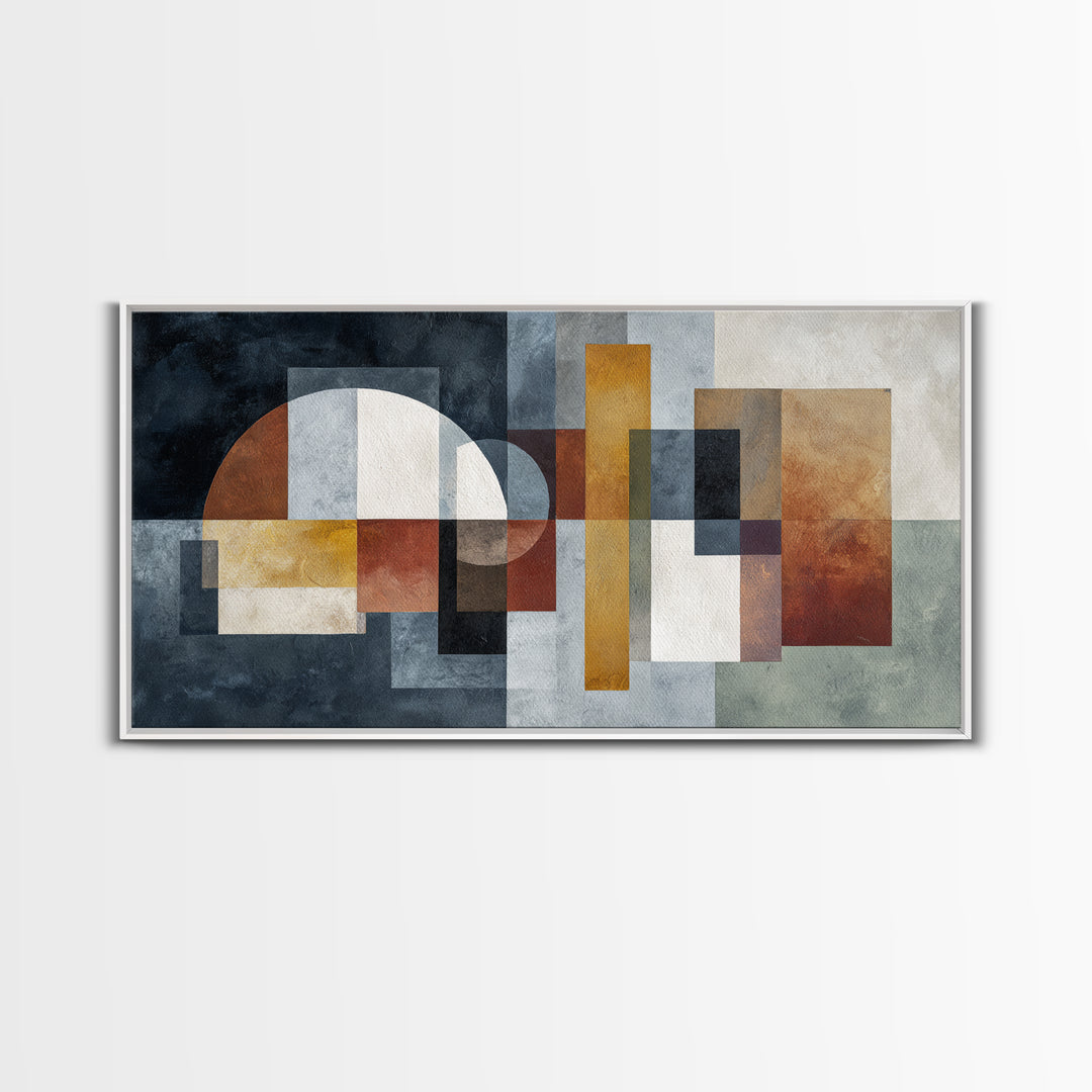 Mid Century Geometric Artwork Canvas Print, Living Room Art, Bedroom Decor, Living Room Decor, Living, Bedroom Wall Art, LIR-2x1-76