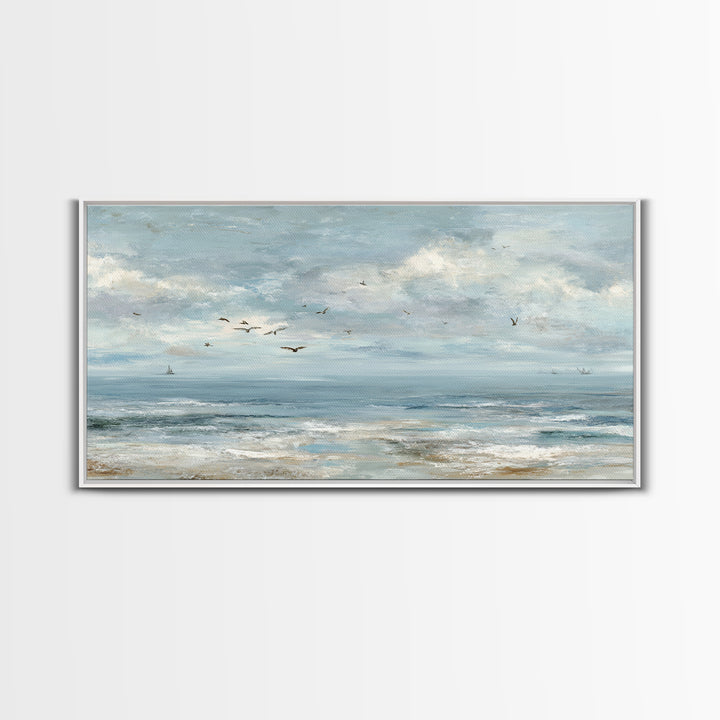 Coastal Aerial Shoreline Framed Canvas Print, Living Room Art, Living Room Wall Art, Living Room Decor, Fine Art, Living, LIR-2x1-79