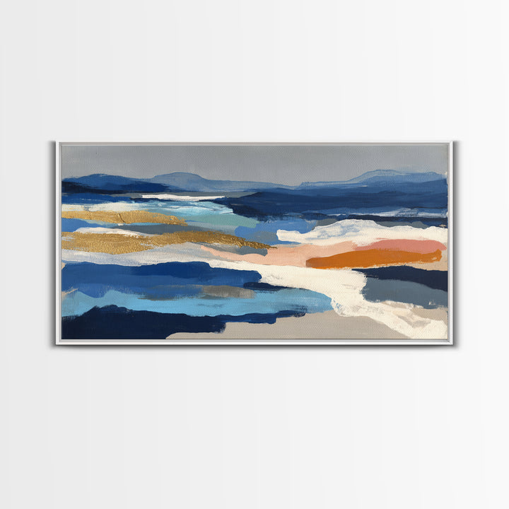Gold Accented Abstract Brushwork Canvas Print, Living Room Art, Digital Prints, Living Room Decor, Abstract Art, Living, LIR-2x1-82