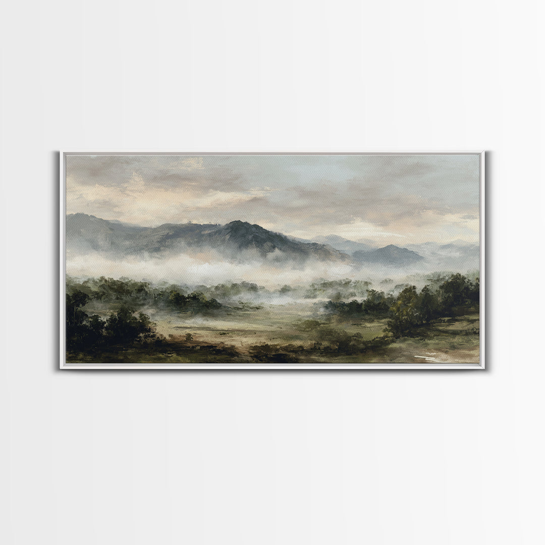 Classic Mountain Panorama for Cozy Interiors Framed Canvas Print, Living Room Art, New Home Gift, Living Room Decor, Living, LIR-2x1-84