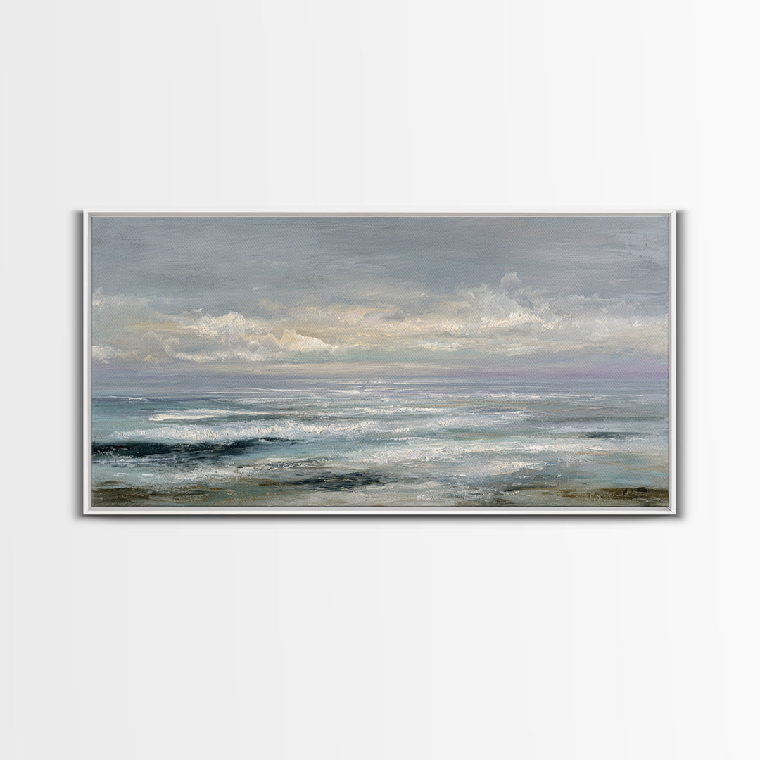 Large Cloudscape with Gentle Movement Framed Canvas Print, Living Room Art, Boho Wall Art, Living Room Decor, Fine Art, Living, LIR-2x1-87