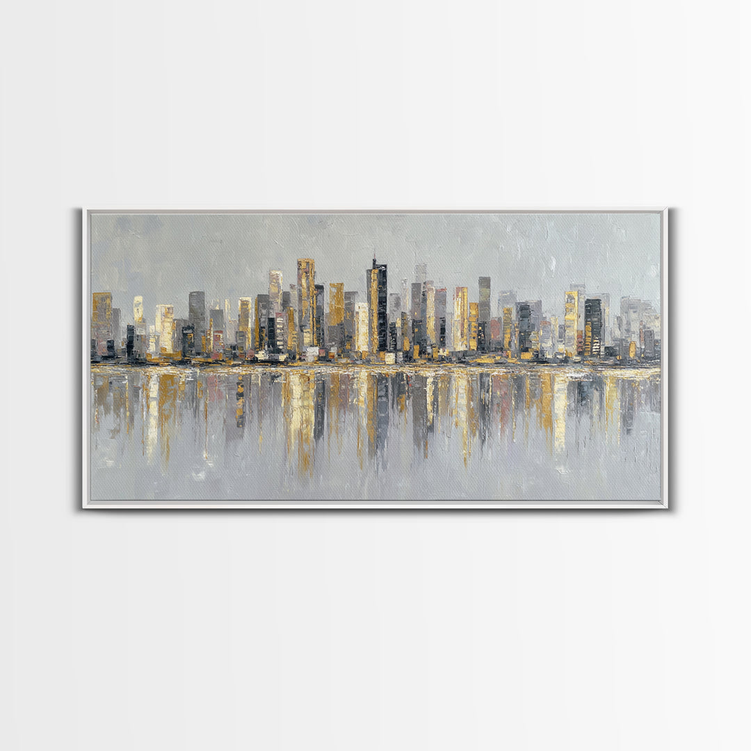 Modern City Skyline Framed Canvas Print, Living Room Art, Home, Living Room Decor, Living, Pet Portraits, Printable Art, LIR-2x1-90