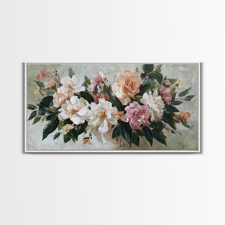 Botanical Vase Painting Canvas Print, Living Room Art, Printable, Living Room Decor, Oil Painting, Living, Printable Art, LIR-2x1-94