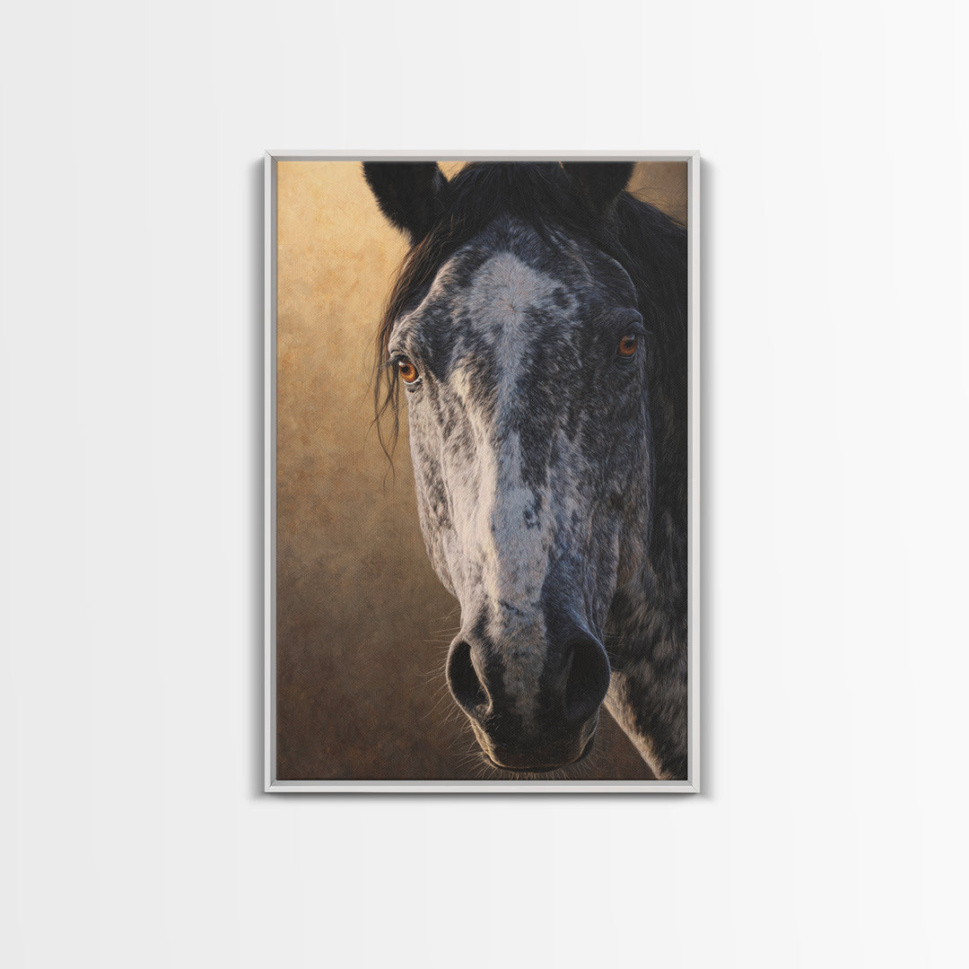 Contemporary Horse Portrait Framed Canvas Print, Living Room Art, Home Decor, Living Room Decor, Fine Art, Living, LIR-2x3-18