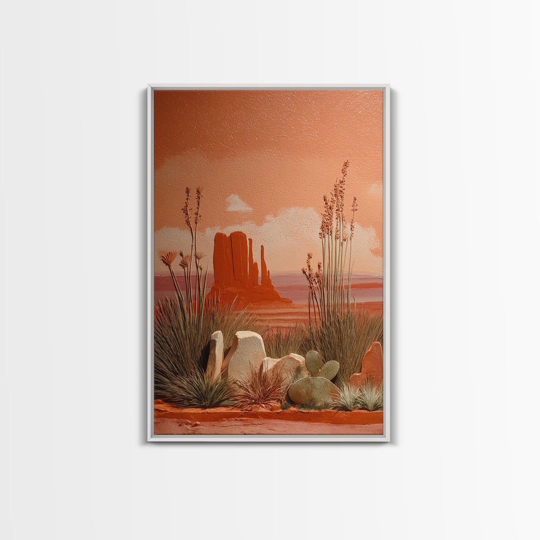 Earthy Desert Landscape Framed Canvas Print, Living Room Art, Art Nouveau, Living Room Decor, Fine Art, Living, Modern Wall Art, LIR-2x3-20