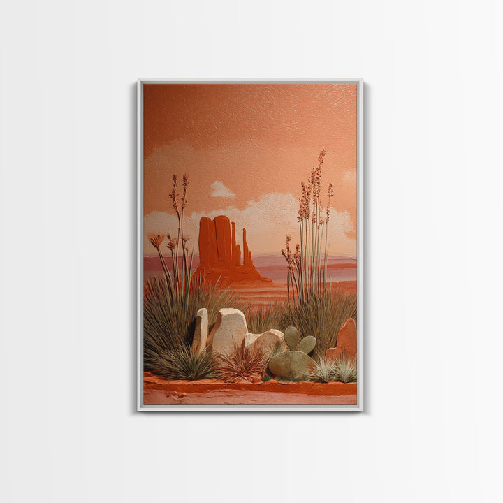 Earthy Desert Landscape Framed Canvas Print, Living Room Art, Art Nouveau, Living Room Decor, Fine Art, Living, Modern Wall Art, LIR-2x3-20