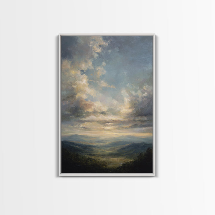 Large Cloudscape with Gentle Movement Framed Canvas Print, Living Room Art, Room Decor, Living Room Decor, Fine Art, Living, LIR-2x3-3