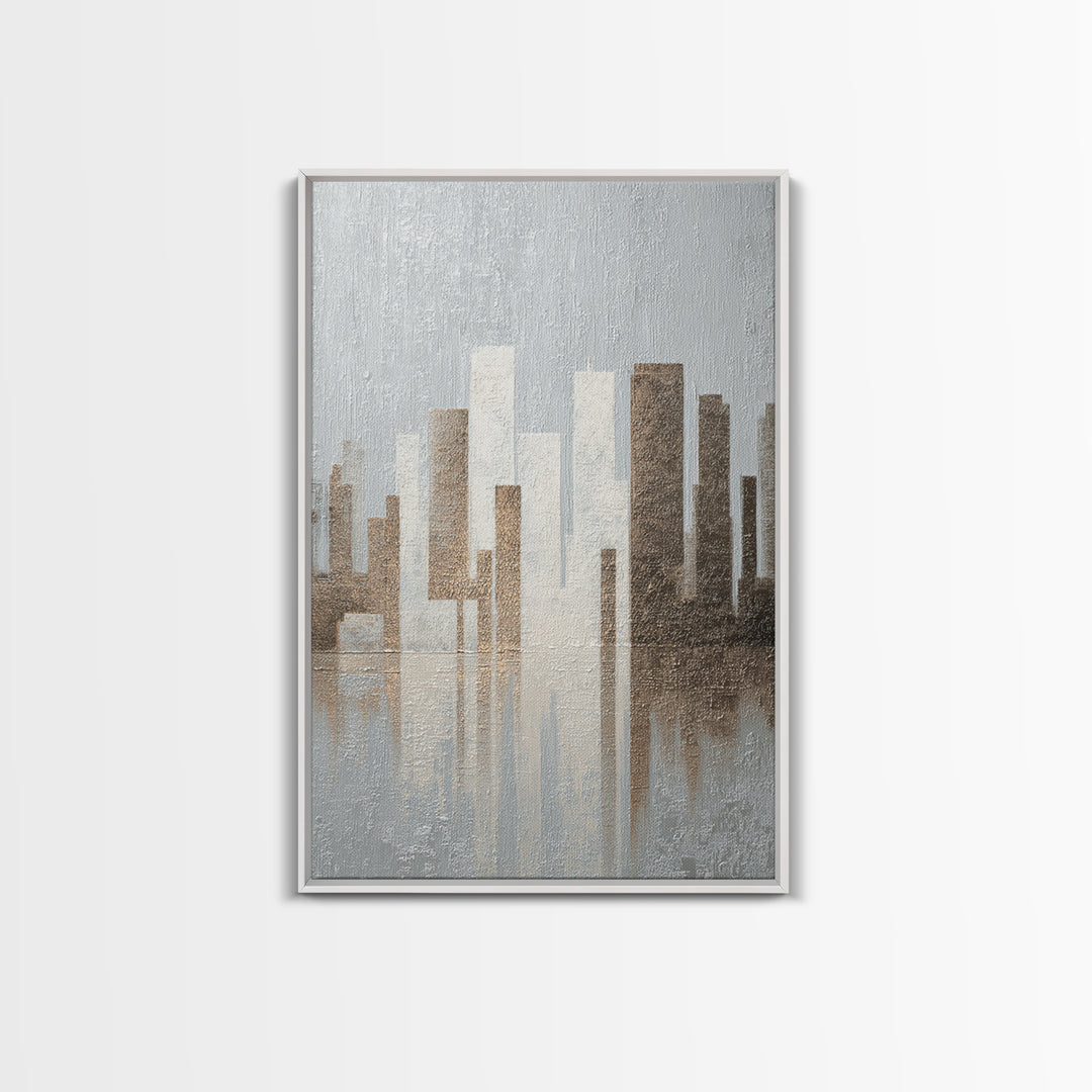 Modern City Skyline Framed Canvas Print, Living Room Art, Minimalist Decor, Living Room Decor, Fine Art, Living, LIR-2x3-30