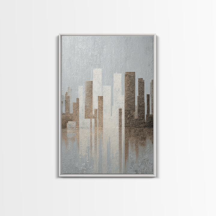 Modern City Skyline Framed Canvas Print, Living Room Art, Minimalist Decor, Living Room Decor, Fine Art, Living, LIR-2x3-30