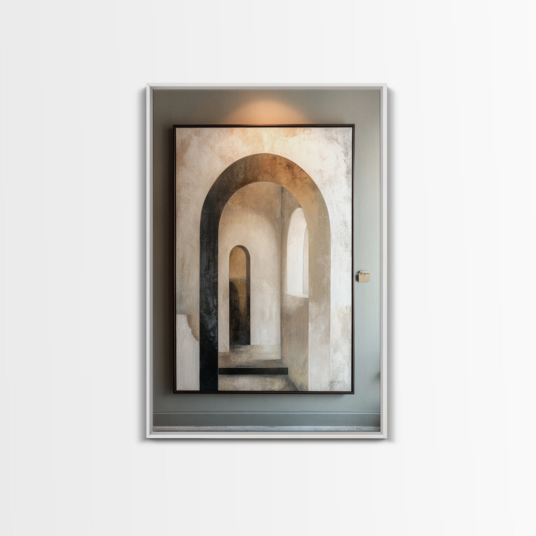 Black and White Architectural Arch Composition Canvas Print, Living Room Art, Mid Century Modern, Living Room Decor, Living, LIR-2x3-39