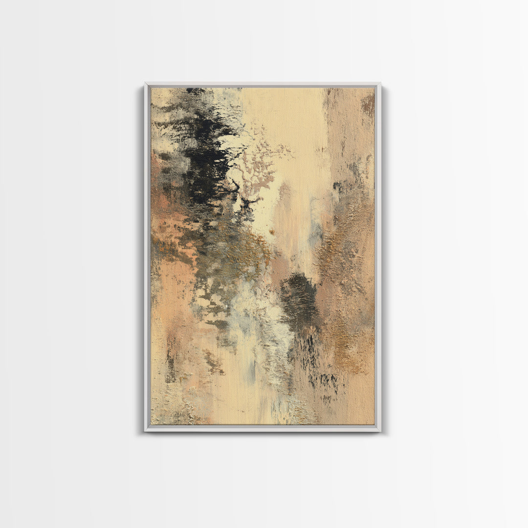 Gold Accented Abstract Brushwork Framed Canvas Print, Living Room Art, Art, Living Room Decor, Fine Art, Living, Art Nouveau, LIR-2x3-46