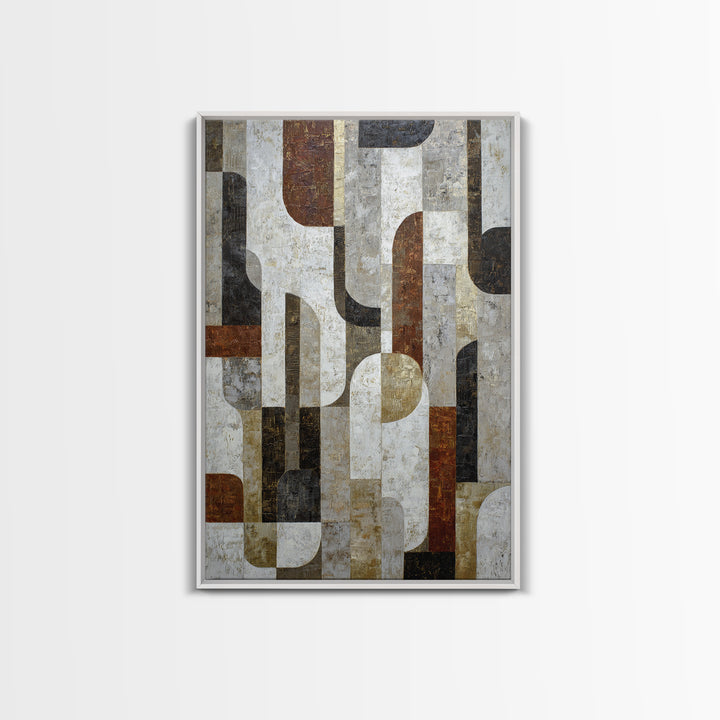 Monochrome Stone Texture Abstraction Framed Canvas Print, Living Room Art, Art Nouveau, Living Room Decor, Abstract Art, Living, LIR-2x3-53