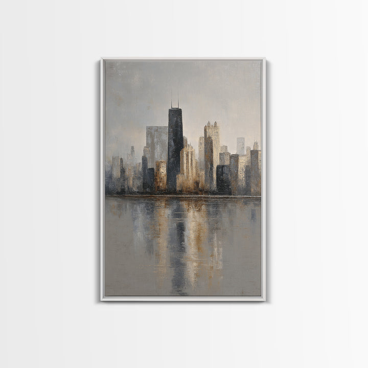 Modern City Skyline Canvas Print, Living Room Art, Living Room Decor, Abstract Art, Living, Bedroom Decor, Apartment Decor, LIR-2x3-54