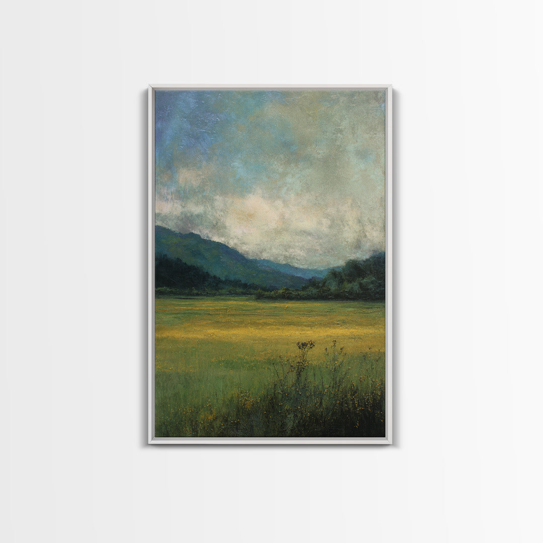 Quiet Meadow Landscape Framed Canvas Print, Living Room Art, Printable, Living Room Decor, Oil Painting, Living, Printable Art, LIR-2x3-55