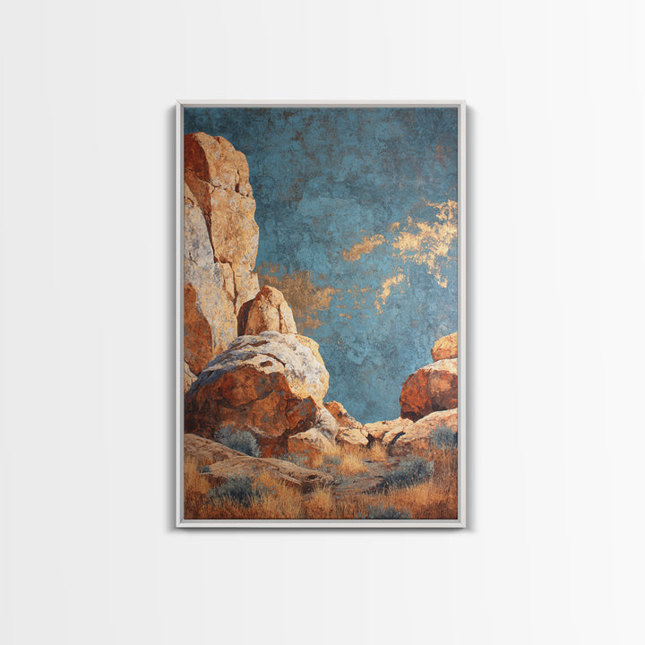Earthy Desert Landscape Framed Canvas Print, Living Room Art, Apartment Decor, Living Room Decor, Oil Painting, Living, LIR-2x3-68