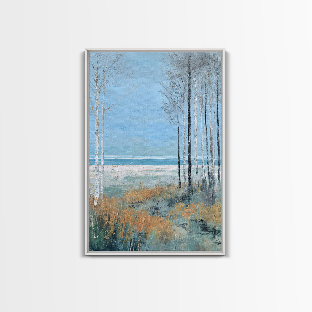Minimal Scandinavian Forest Framed Canvas Print, Living Room Art, New Home Gift, Living Room Decor, Fine Art, Living, LIR-2x3-93