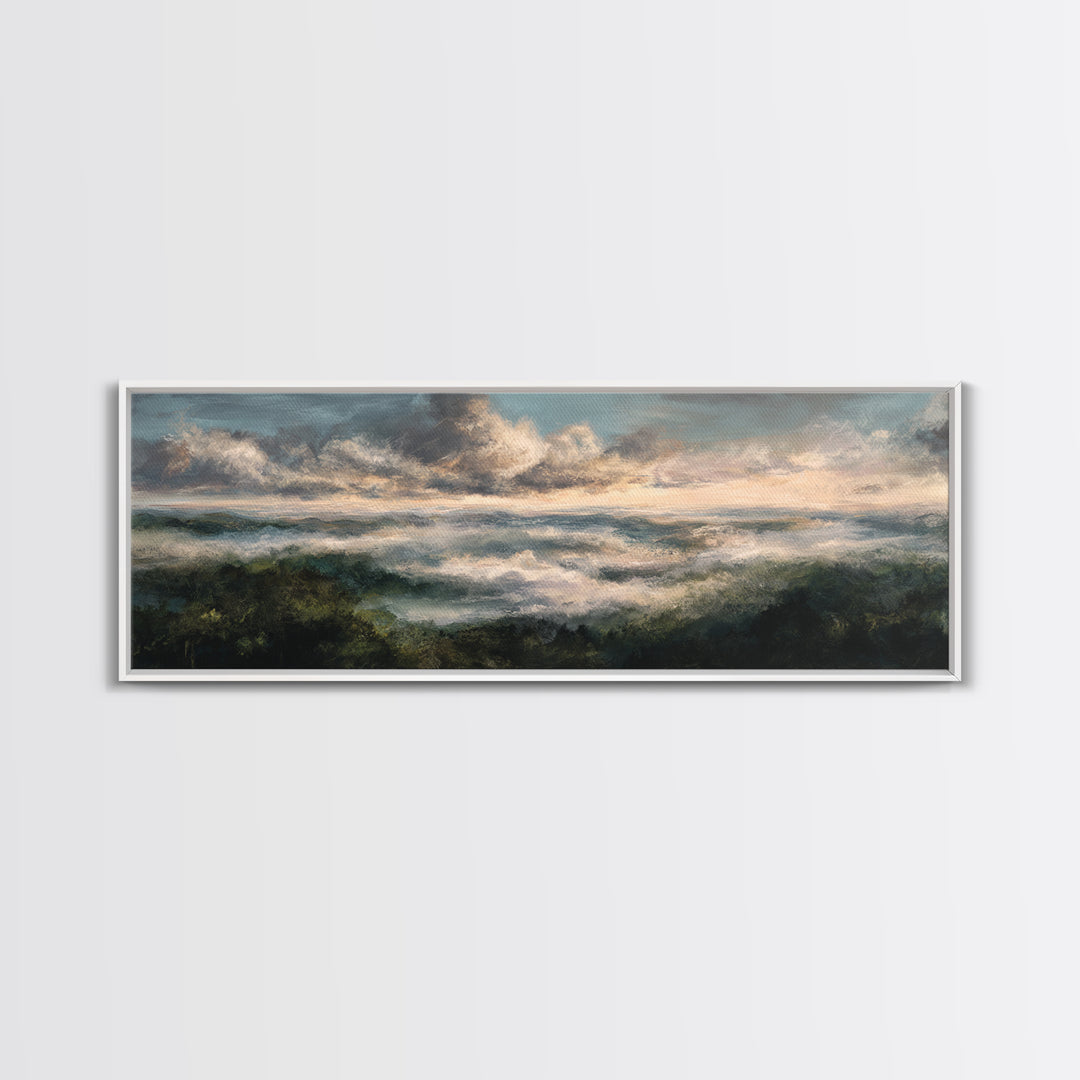 Large Cloudscape with Gentle Movement Canvas Print, Living Room Art, 3 Piece Wall Art, Living Room Decor, Watercolor Art, LIR-3x1-11