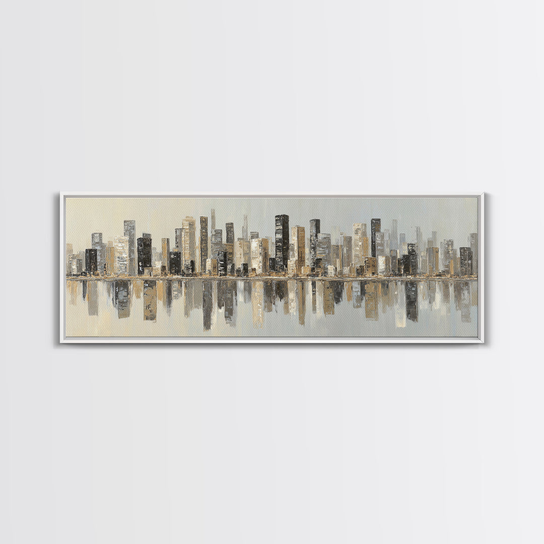 Modern City Skyline Canvas Print, Living Room Art, Modern Decor, Living Room Decor, Abstract Art, Living, Wall Decor, LIR-3x1-14