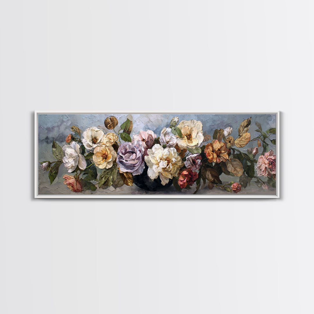 Botanical Vase Painting Framed Canvas Print, Living Room Art, Large Wall Art, Living Room Decor, Watercolor Art, Living, LIR-3x1-18